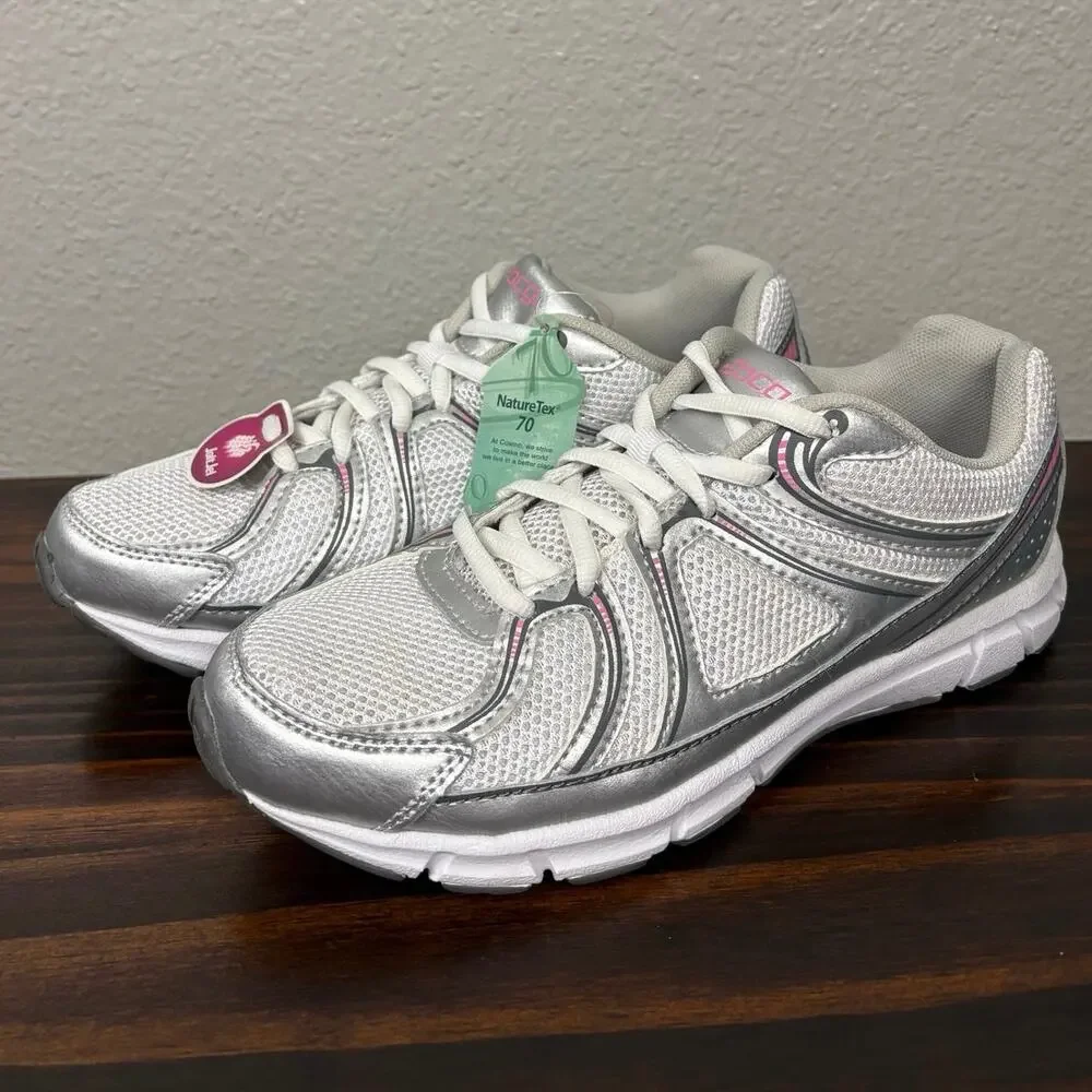 NWT BCG Women's Size 8 Grey White Pink Jolt Gel Cheer Tennis Cheerleading Shoes